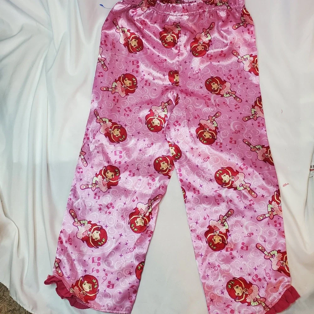 Y2k Strawberry Shortcake Girls Pink Pajama Pants Size 5 READ HOLE‎ FABRIC